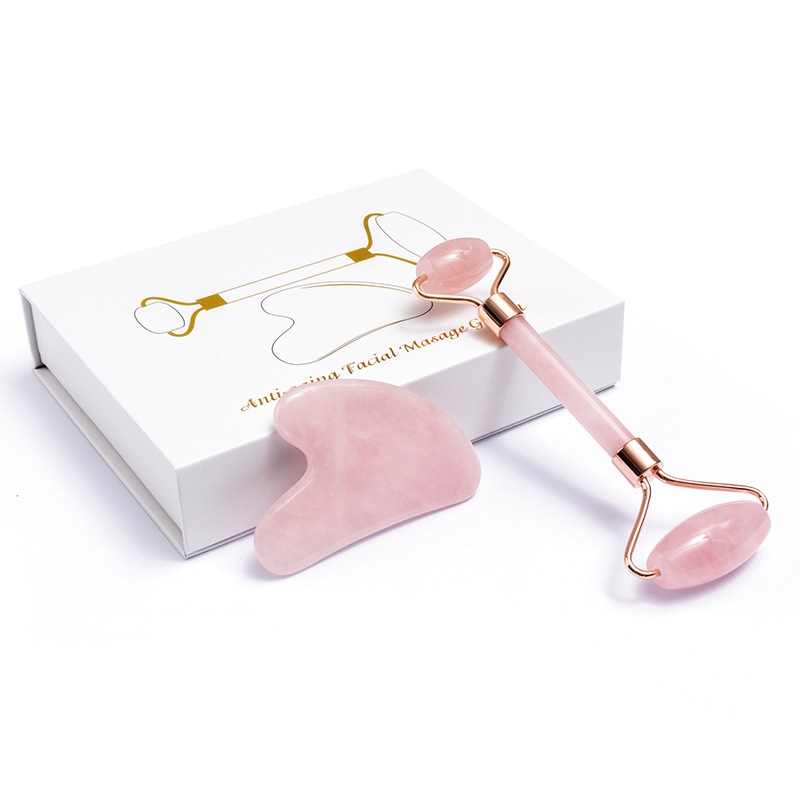 Jade Roller Gua Sha - Naturalny kwarc różowy rolka jadeitowa Gua