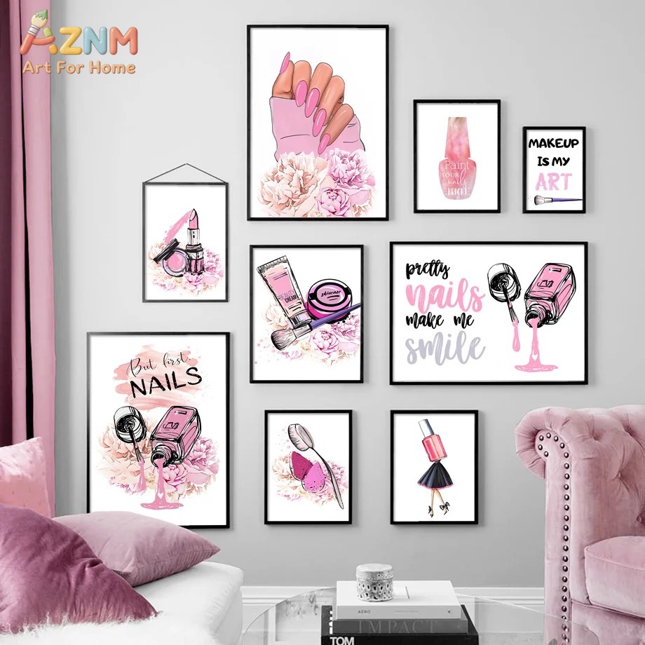 Makeup Is Beauty Quotes - AZNM Różowe Paznokcie Makijaż Sztuka na