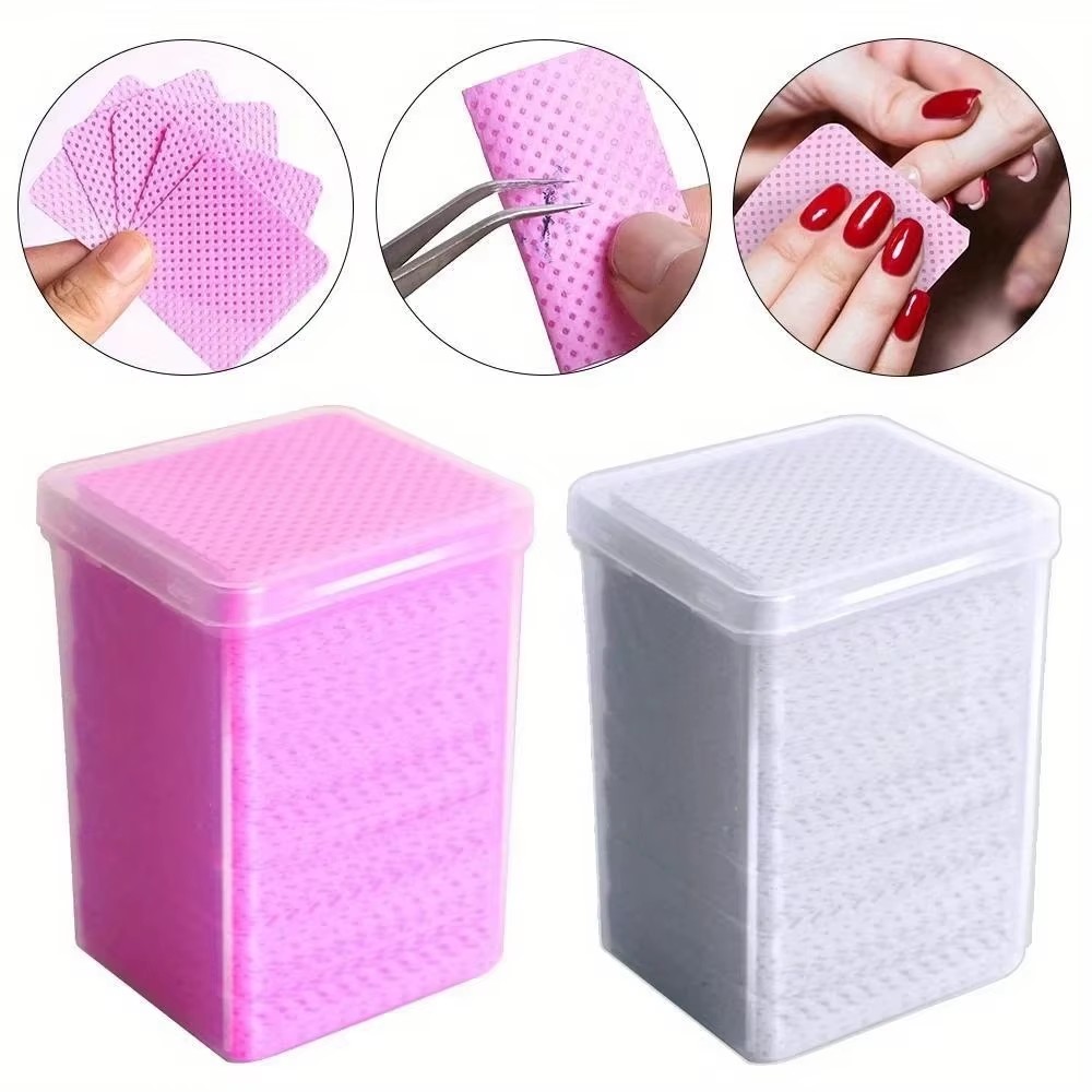 Gel Nail Polish - 200 sztuk różowych bezpyłowych chusteczek do