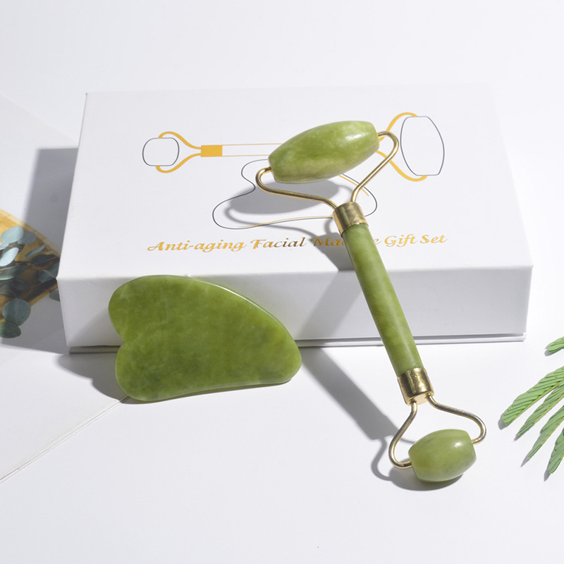 Jade Roller Gua Sha - Naturalny Jadeitowy Roller do Twarzy Gua