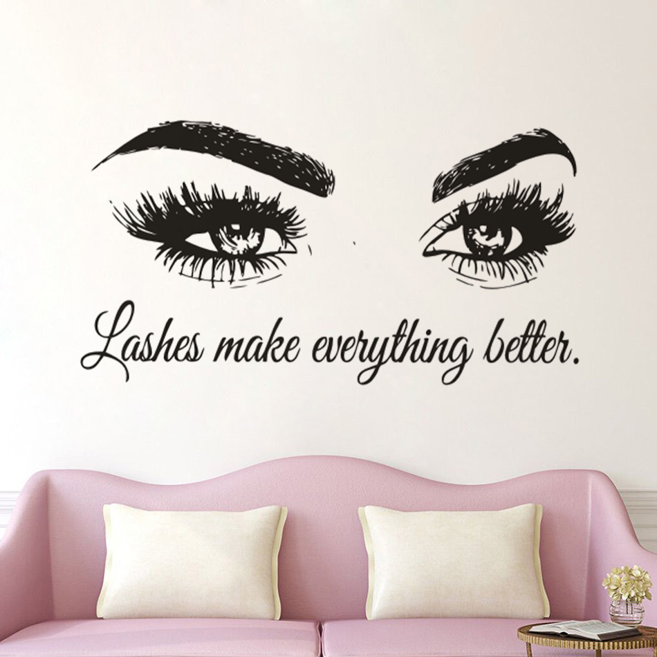 Rzęsy Vinyl kalkomania ścienna – Makeup Is Beauty Quotes recenzja i cena